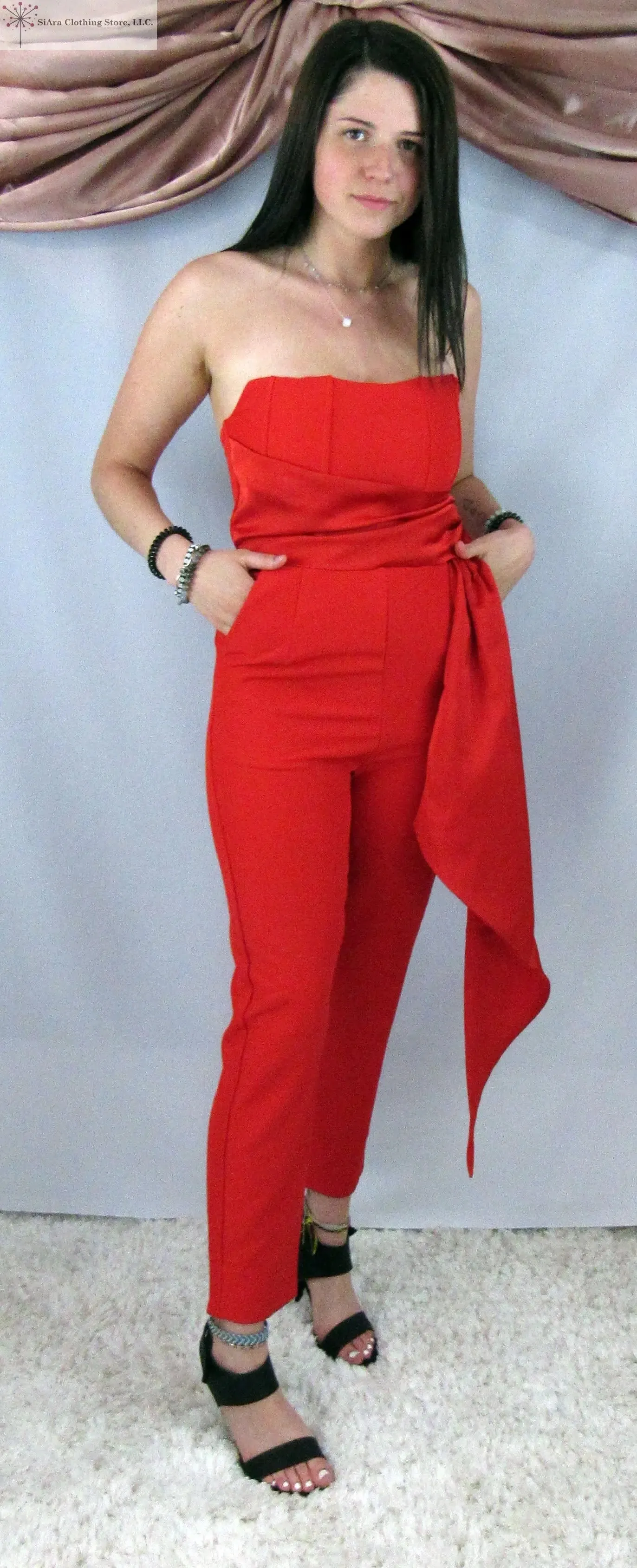 Red strapless Jumpsuit