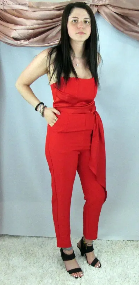 Red strapless Jumpsuit