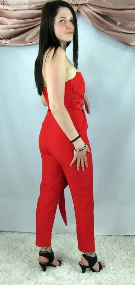 Red strapless Jumpsuit