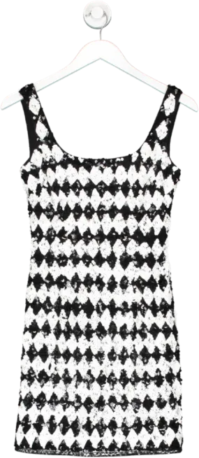 River Island Black And White Sequin Mini Dress UK 8