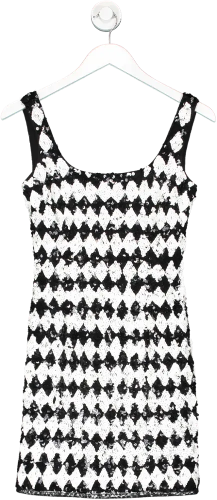 River Island Black And White Sequin Mini Dress UK 8