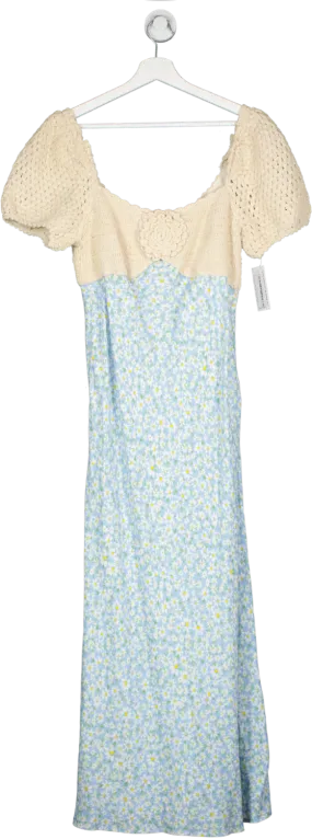 Rixo Blue Sardinia Midi Dress UK M