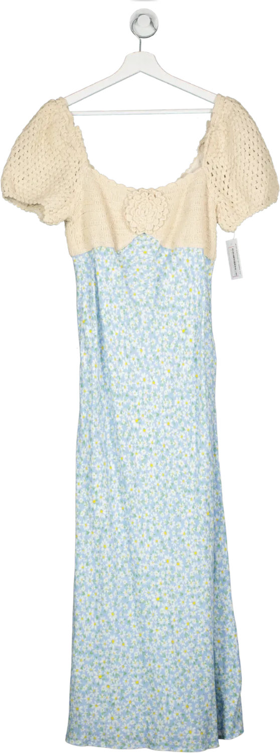 Rixo Blue Sardinia Midi Dress UK M