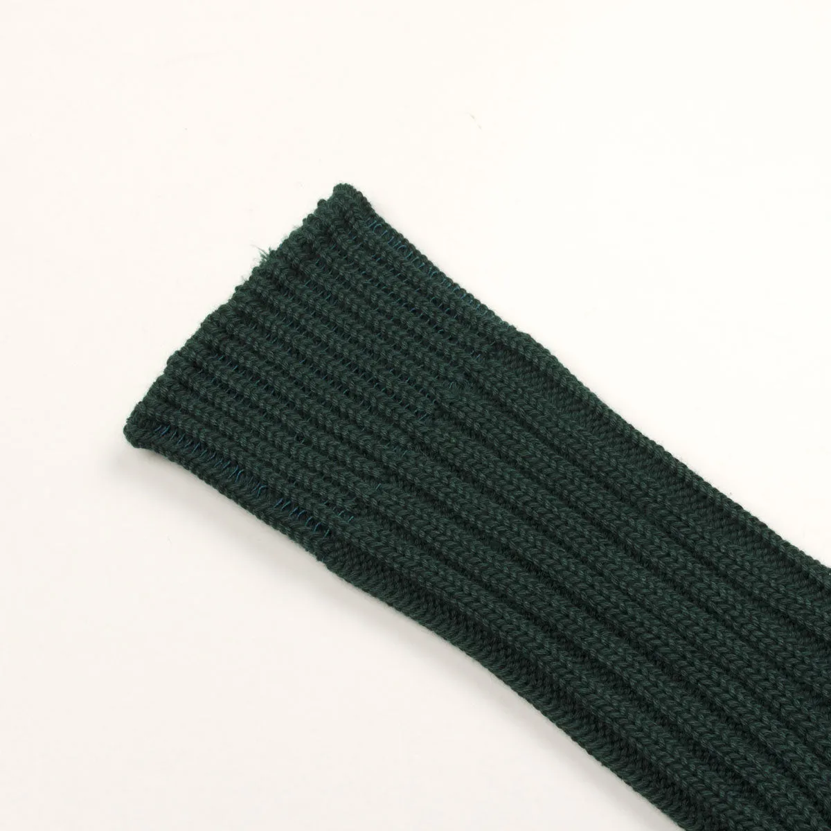 RoToTo - Chunky Ribbed Crew Socks - Dark Green / Purple