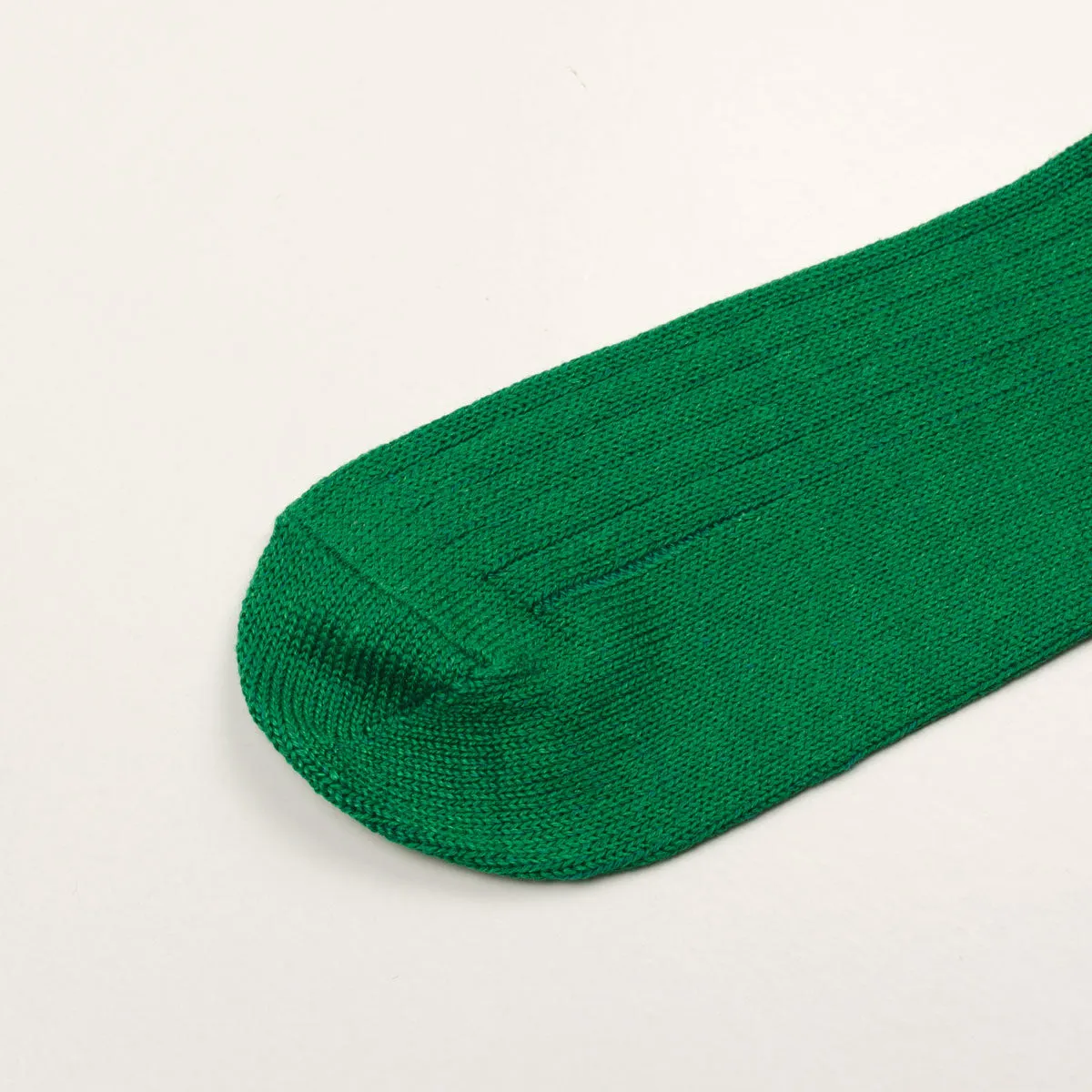 RoToTo - Linen Cotton Rib Crew Socks - Green