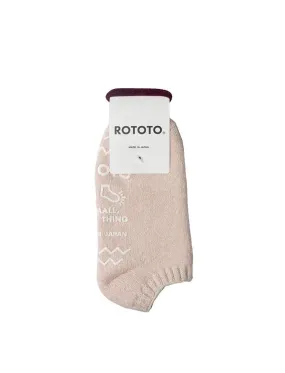 Rototo Recycled Cotton Pile Slipper Socks Ivory / Pink