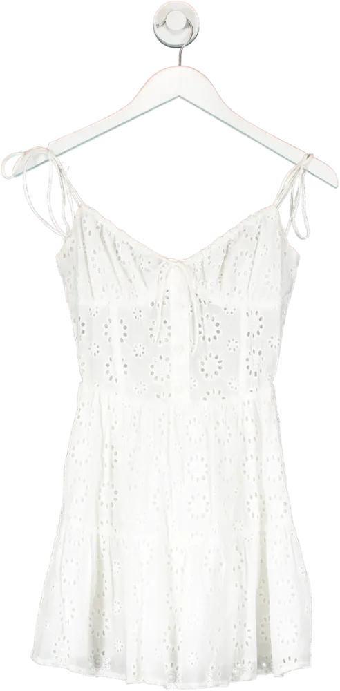 Sabo Skirt White Broderie Mini Dress UK XS