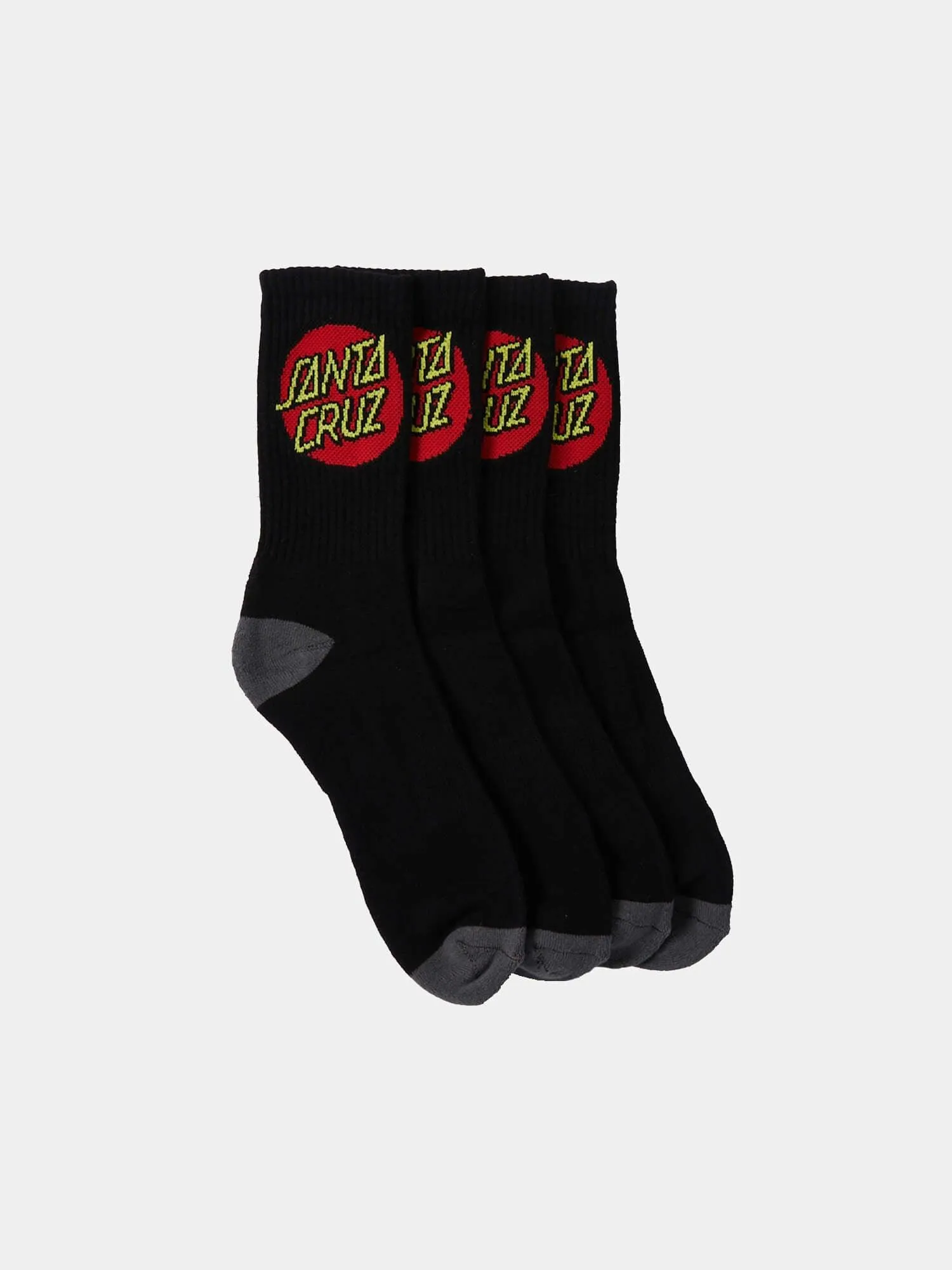 Santa Cruz Classic Dot 4 Pack Socks - Black