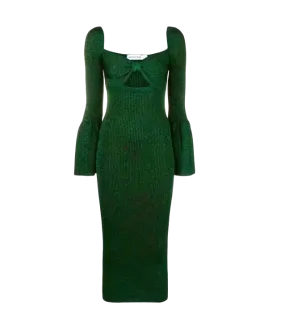 Self-Portrait Green Bow-detailed Cut-out Midi Dress BNWT UK S