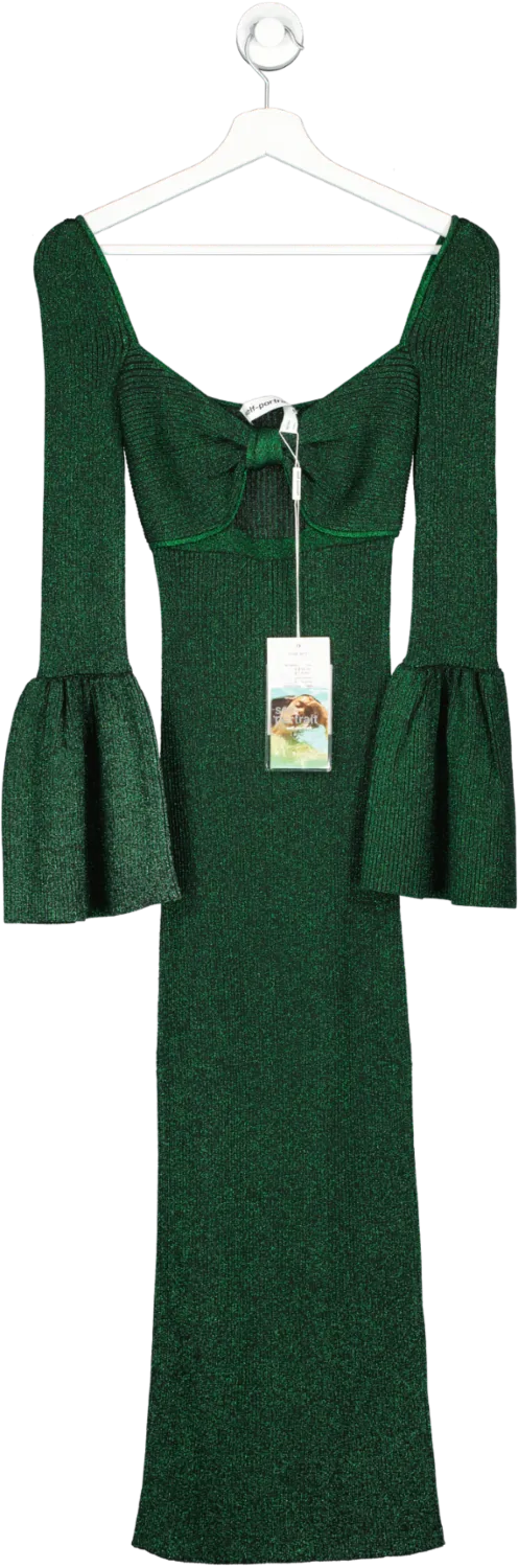 Self-Portrait Green Bow-detailed Cut-out Midi Dress BNWT UK S