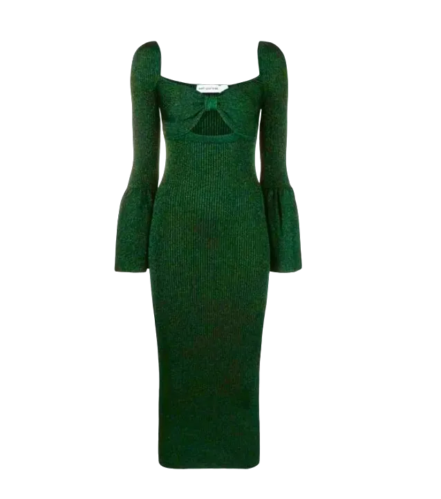 Self-Portrait Green Bow-detailed Cut-out Midi Dress BNWT UK S