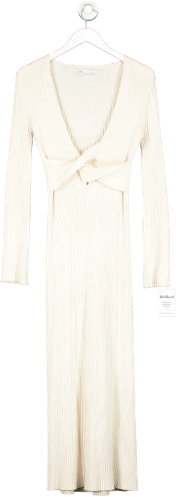 SIR Cream Knot Front Long Sleeve Maxi Dress UK 12