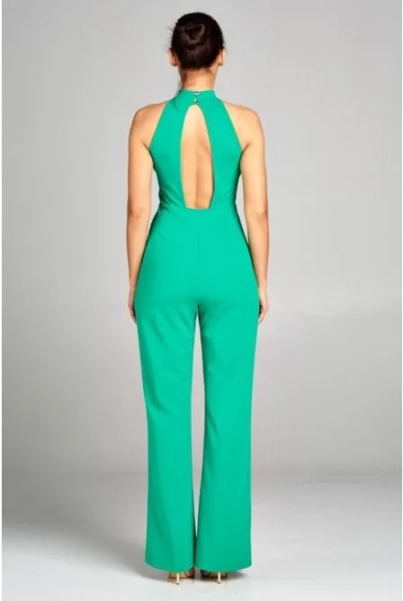 Sleeveless Green Split Leg Jumpsuit