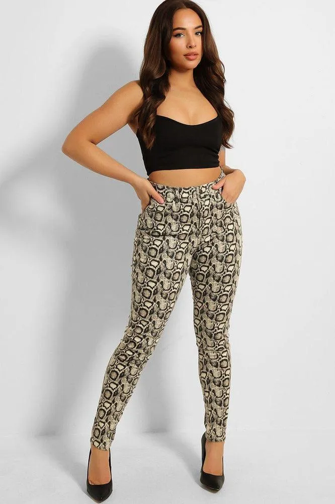 Snake Print Stretchy Jeans