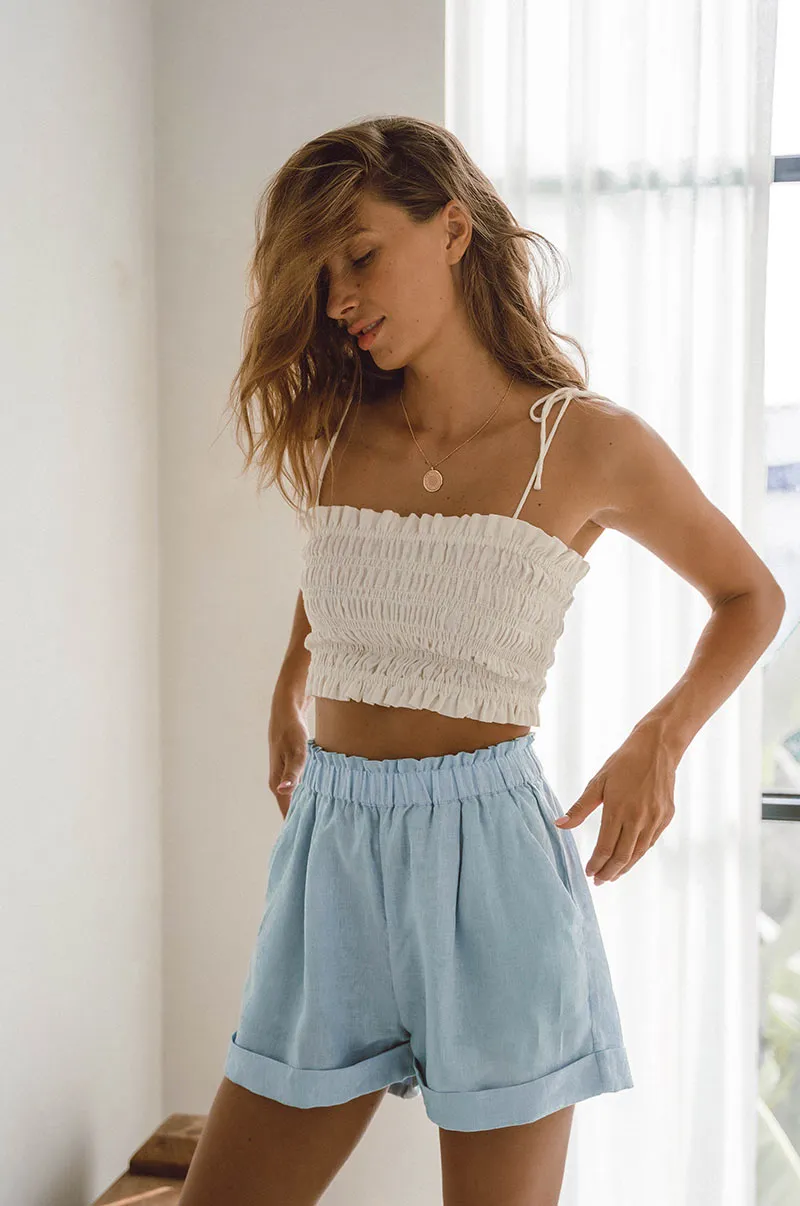 SUMMER Shorts - sky blue linen