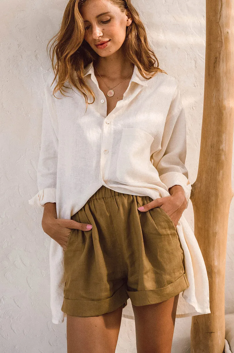 SUMMER Shorts - taupe linen