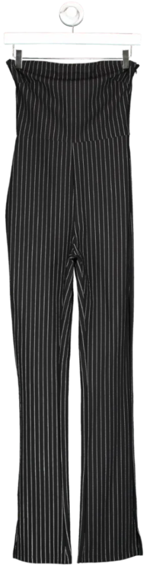 Superdown Black Pin Stripe Split Hem Jumpsuit UK S