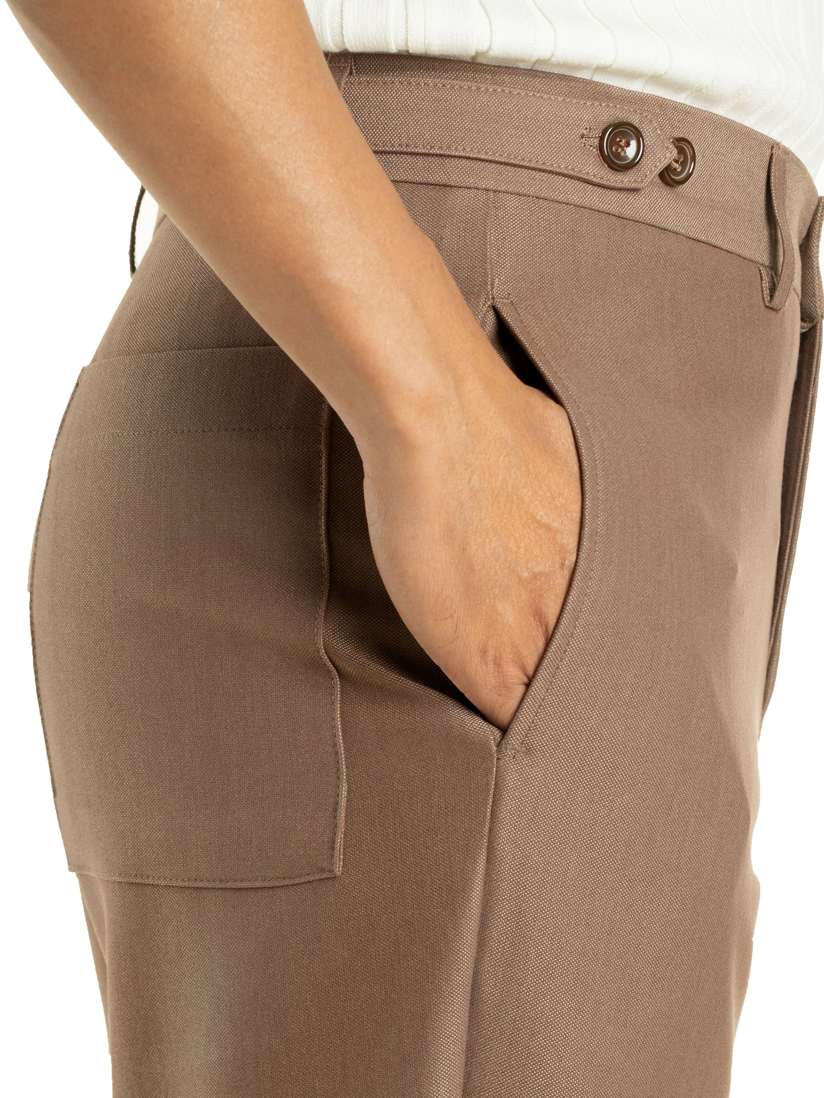 Trousers Belt Loop With Side Adjusters - Cocoa (Straight Cut)