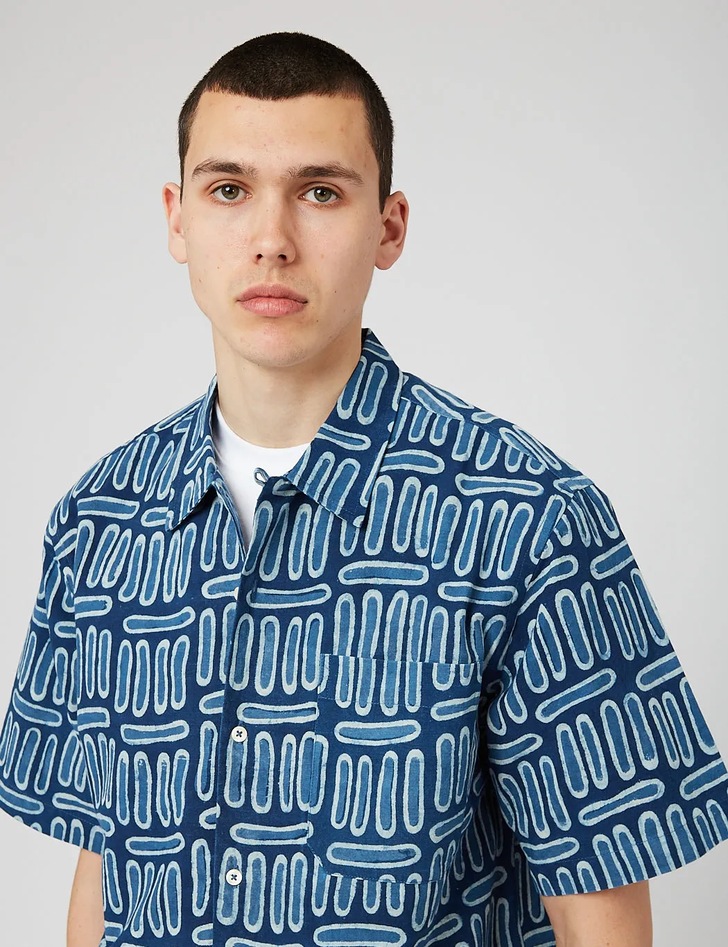 Universal Works Camp Shirt - Indigo Blue