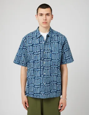 Universal Works Camp Shirt - Indigo Blue