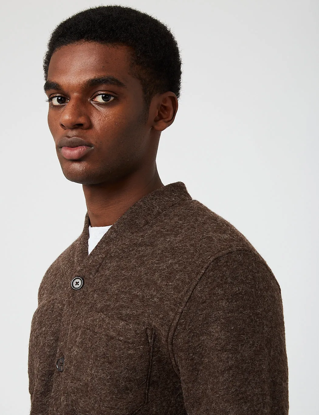 Universal Works Cardigan (Wool Fleece) - Brown