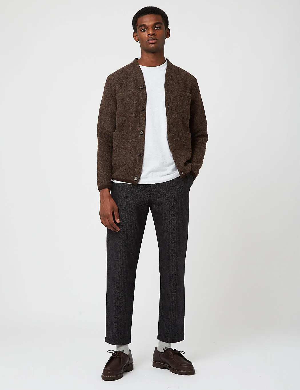 Universal Works Cardigan (Wool Fleece) - Brown