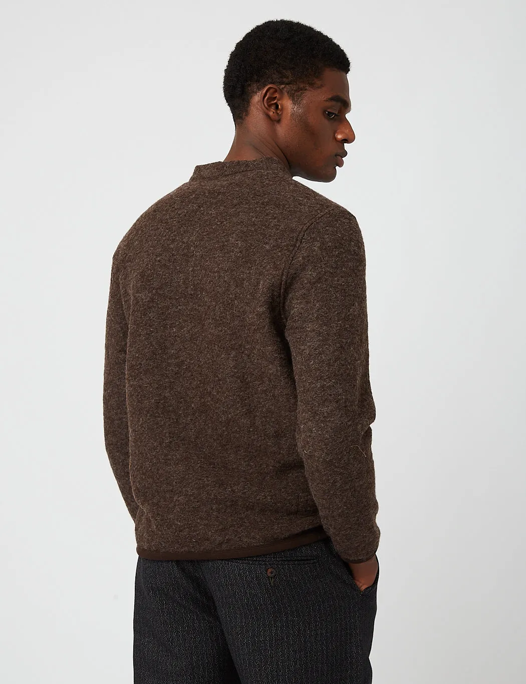 Universal Works Cardigan (Wool Fleece) - Brown