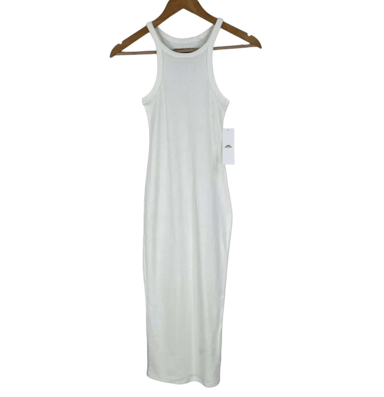 Urban Outfitters White Ribbed Sleeveless Midi Dress UK XL