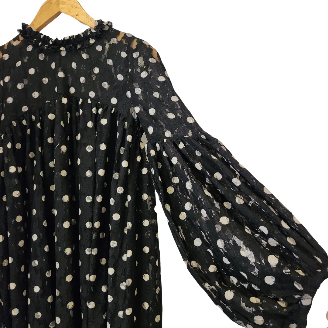 ZARA Black and White Polka Dot Net Tunic | Pre Loved |